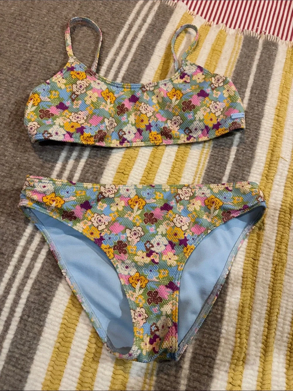 Roxy Floral Textured Two-Piece Bikini for girls size 14- Multicolor